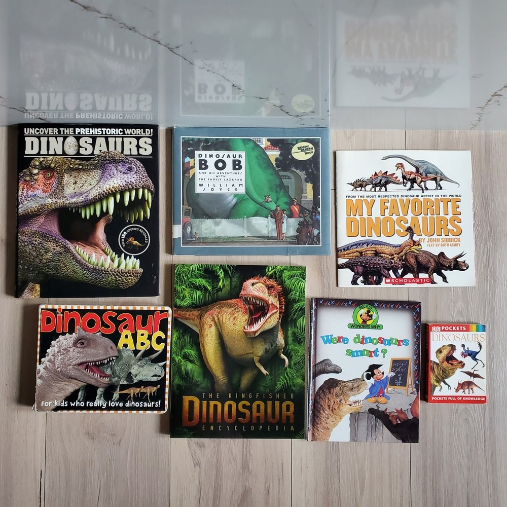 Dinosaur Books Lot Kids 7Pc Educational Scholastic DK Kingfisher Reading Rainbow